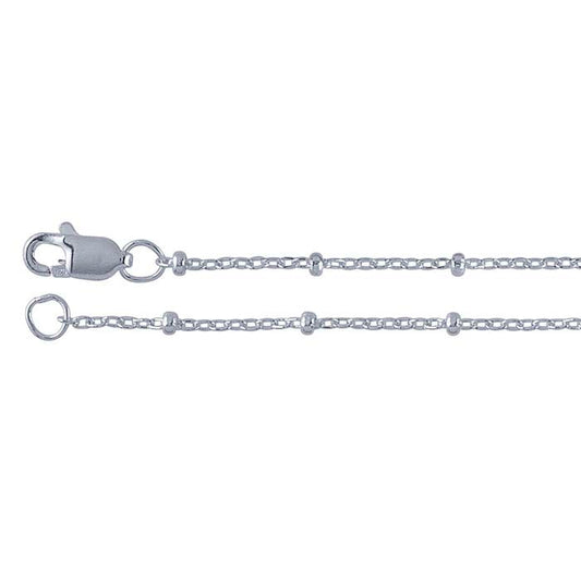 Sterling Silver 1,2 mm kabelkedja med 2 mm pärlor