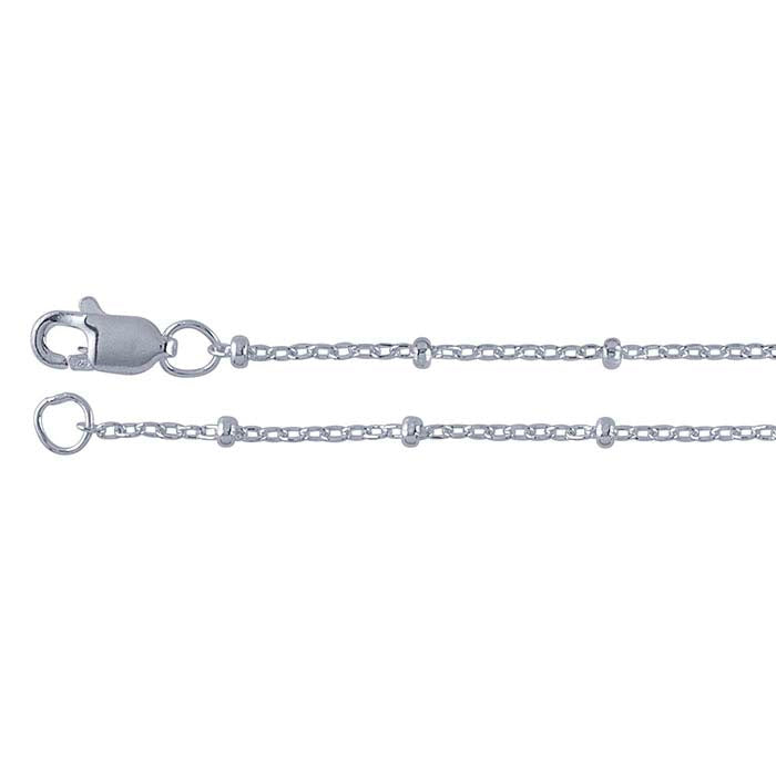 Catena a cavo in argento sterling 1,2 mm con perline da 2 mm