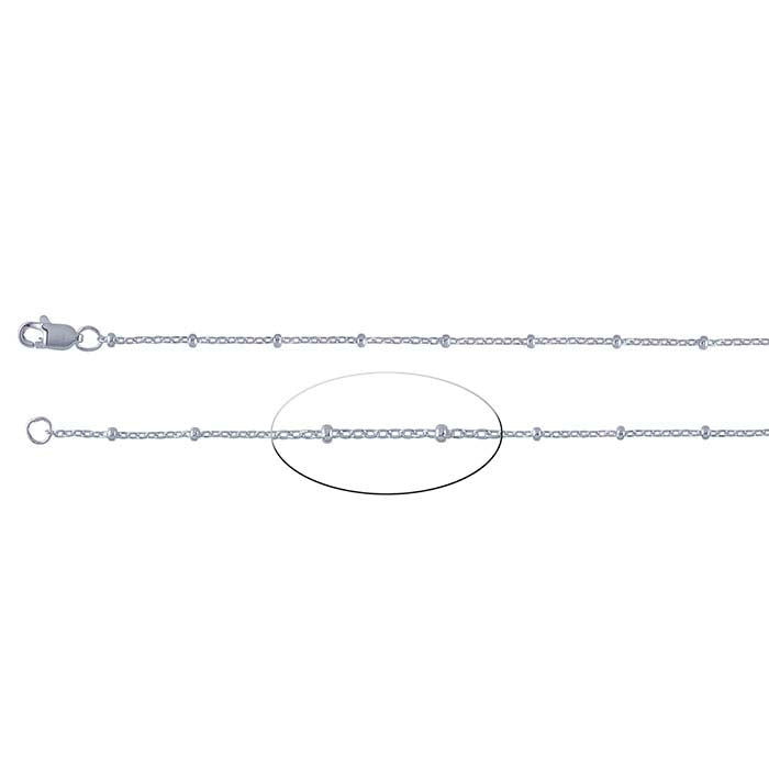 Catena a cavo in argento sterling 1,2 mm con perline da 2 mm