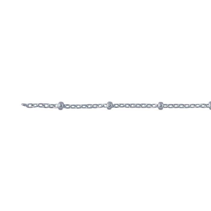 Catena a cavo in argento sterling 1,2 mm con perline da 2 mm, al piede