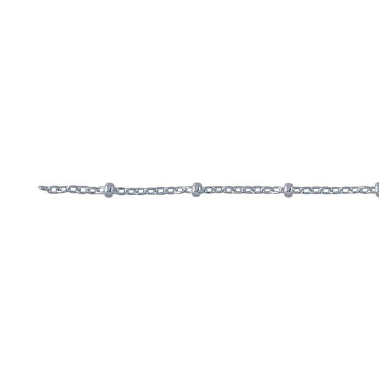 Sterling Silver 1,2 mm kabelkedja med 2 mm pärlor, per fot