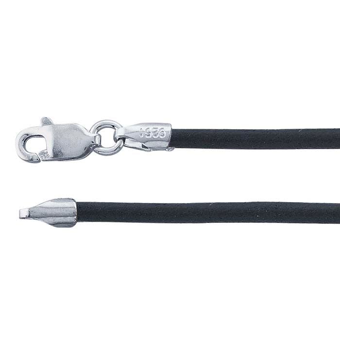 Black Leather Cord with Sterling Silver Clasp
