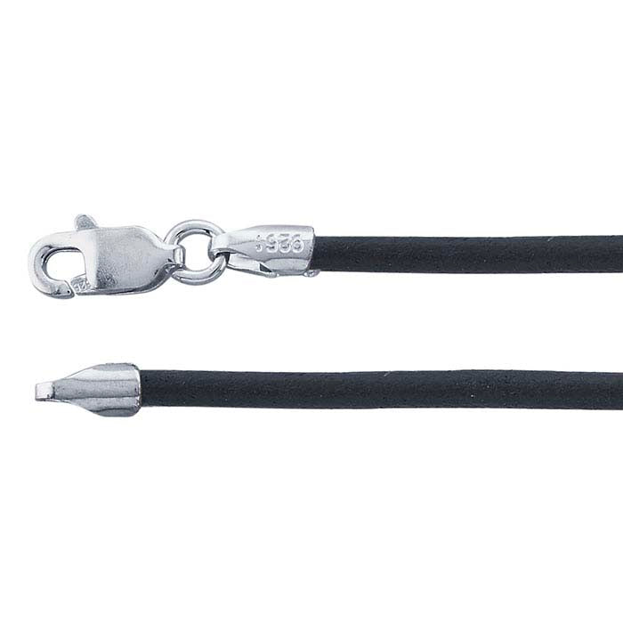 Black Leather Cord with Sterling Silver Clasp