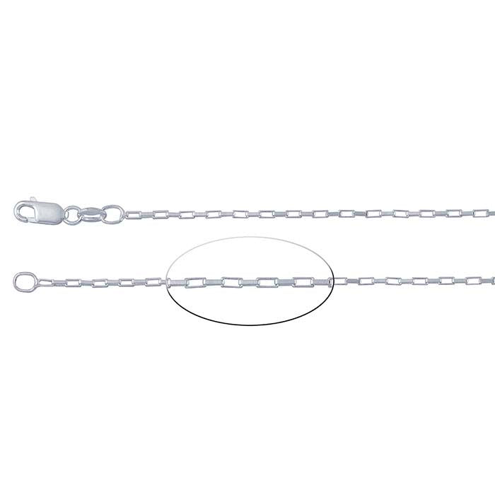 Catena a scatola lunga in argento sterling 1,4 mm