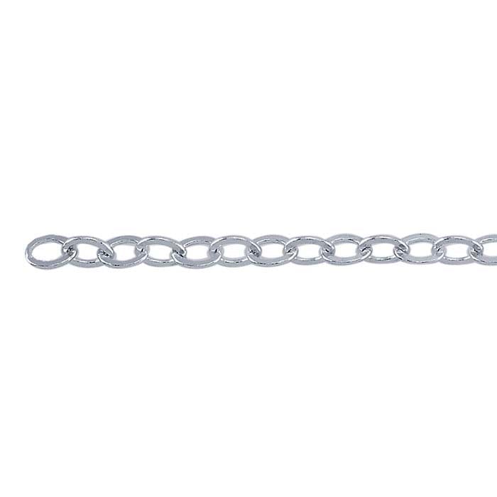 Sterling Silver 1,9 mm Flat Oval Kabelkedja, 76,2 m. Spole