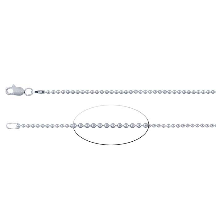 Catena a perline in argento sterling 1,5 mm