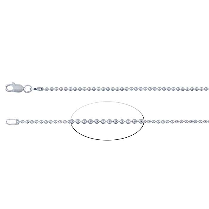 Catena a perline in argento sterling 1,5 mm