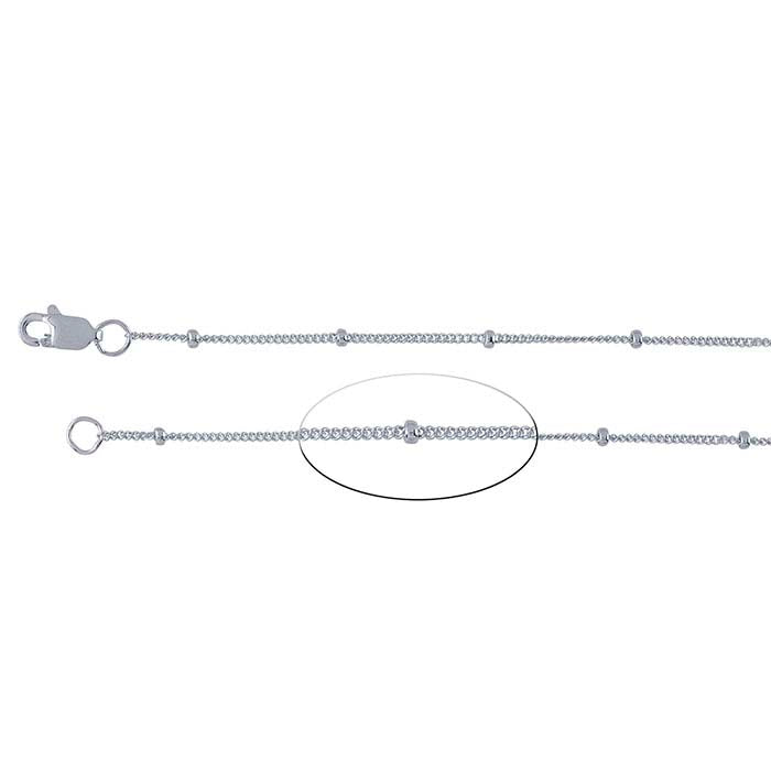 Sterling Silver 1mm Curb-kedja med 1,9mm pärlor