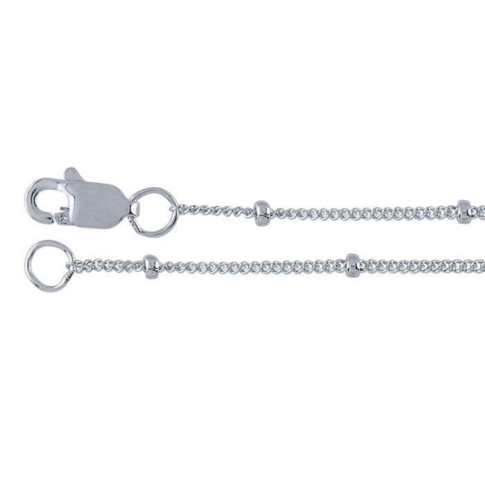 Sterling Silver 1 mm curb-kedja med 1,9 mm pärlor
