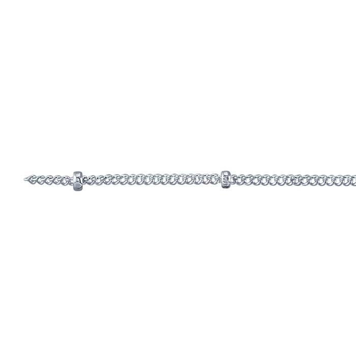 Catena Curb in Argento Sterling 1mm con Perline da 1,9mm, al Piede