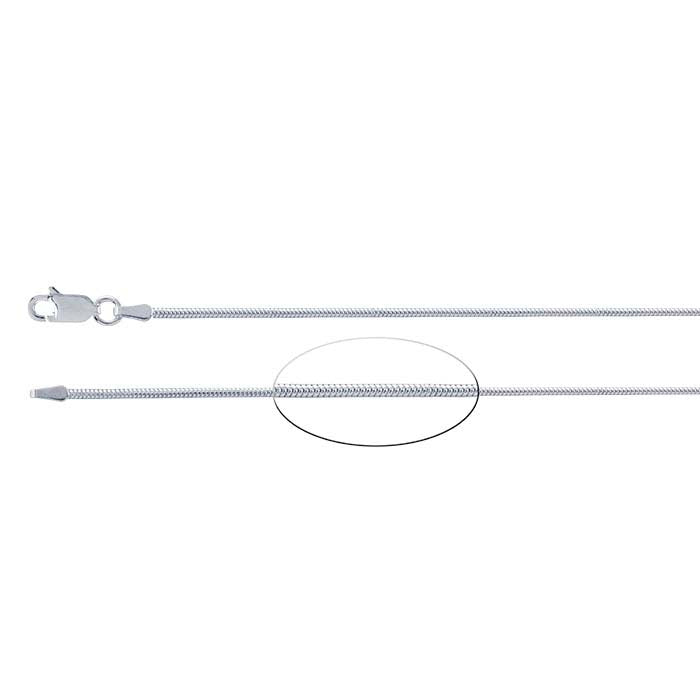 Catena a serpente tonda senza giunte in argento sterling 1,4 mm, al piede