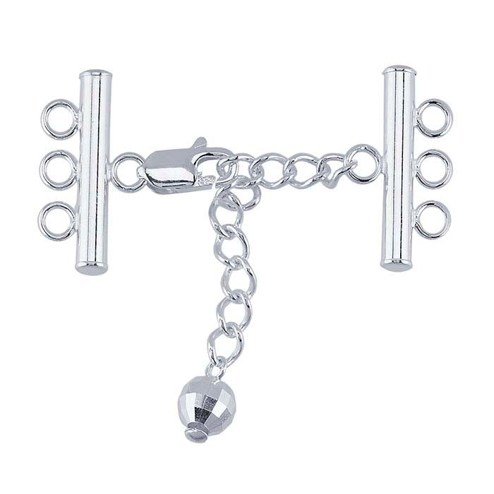 Chiusura a moschettone in argento sterling 33 x 20mm, a 3 fili
