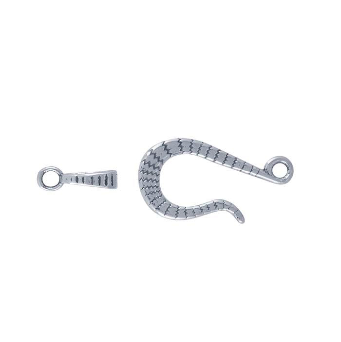 Chiusura a gancio e occhiello in argento sterling 23 x 9,5 mm con motivo decorativo