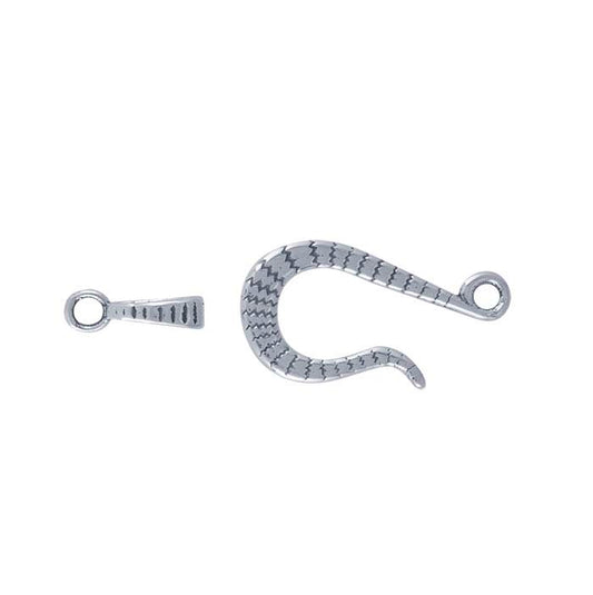 Chiusura a gancio e occhiello in argento sterling 23 x 9,5 mm con motivo decorativo