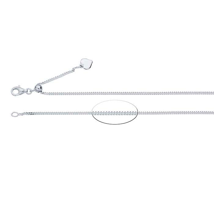 Sterling Silver Diamond-Cut Curb Chain Necklaces, Adjustable