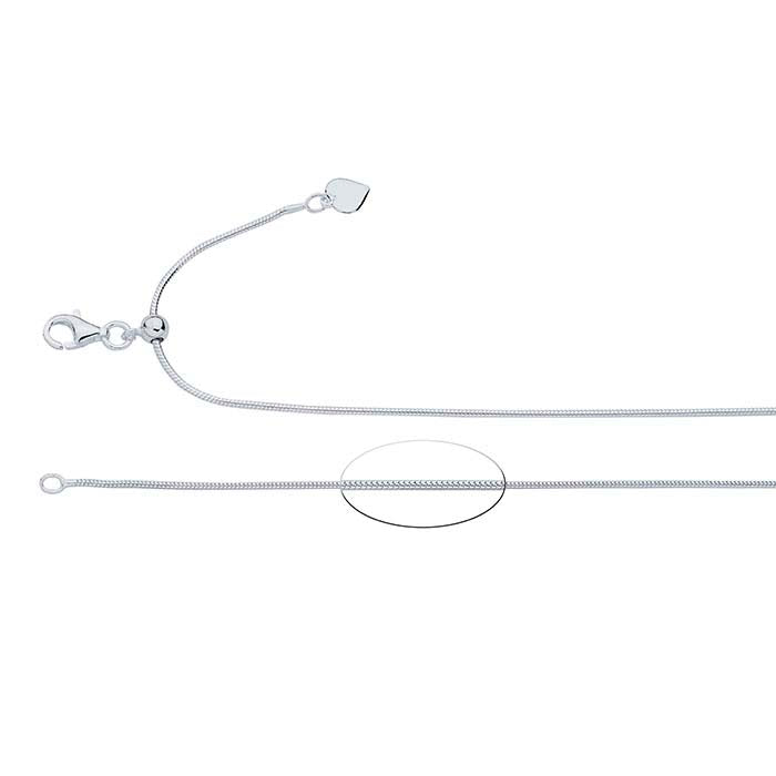 Collana con catena a serpente tonda saldata in argento sterling 1,1 mm, regolabile
