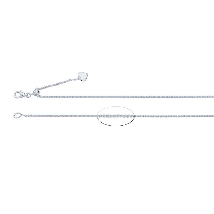 Sterling Silver Wheat Chain Necklaces, Adjustable