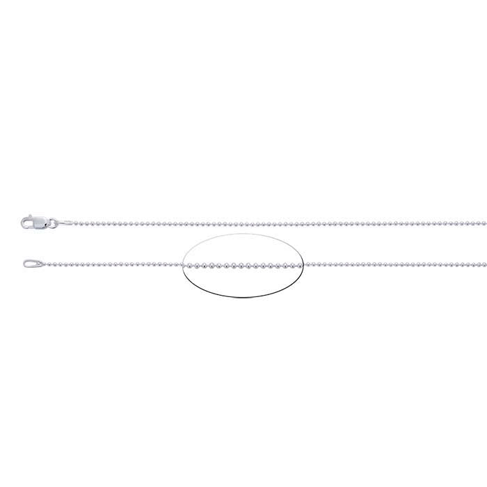 Catena a perline in argento sterling 1,2 mm