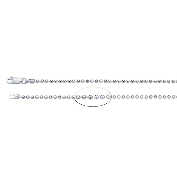 Catena a perline in argento sterling 2,2 mm