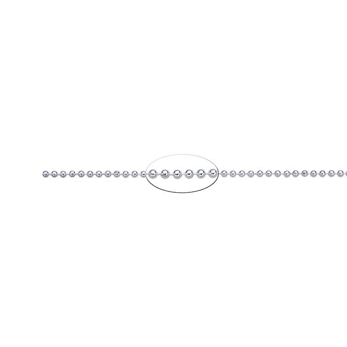 Catena a perline in argento sterling 2,2 mm, al piede