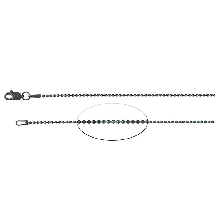 Sterling Silver Black Oxidized Bead Chain