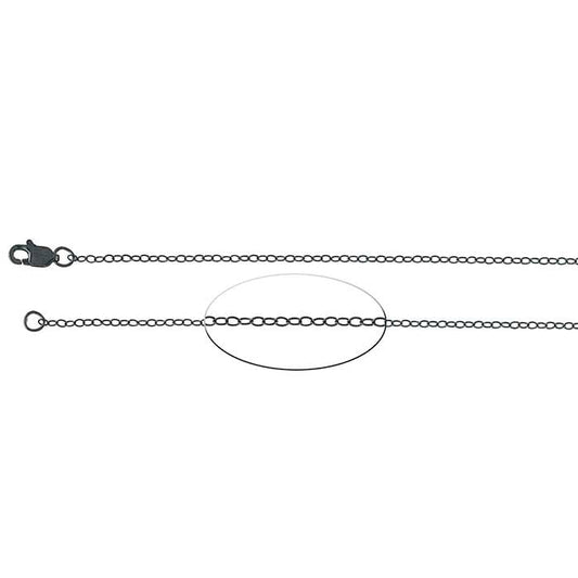 Sterling Silver Black Oxidized Flat Cable Chain