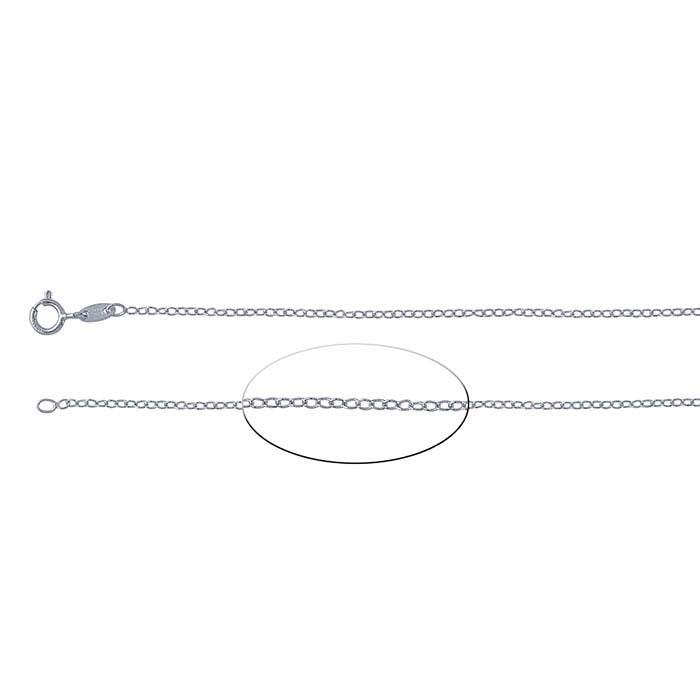 Sterling Silver Rhodium-Plated Oval Cable Chain