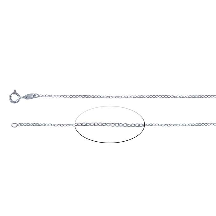 Sterling Silver Rhodium-Plated Oval Cable Chain