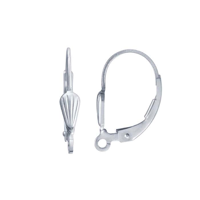 Sterling Silver Shell Lever-Back Ear Wire with Open Ring
