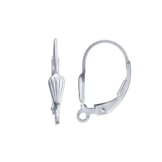 Sterling Silver Shell Lever-Back Ear Wire with Open Ring