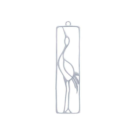 Sterling Silver Rectangle Crane Pendant