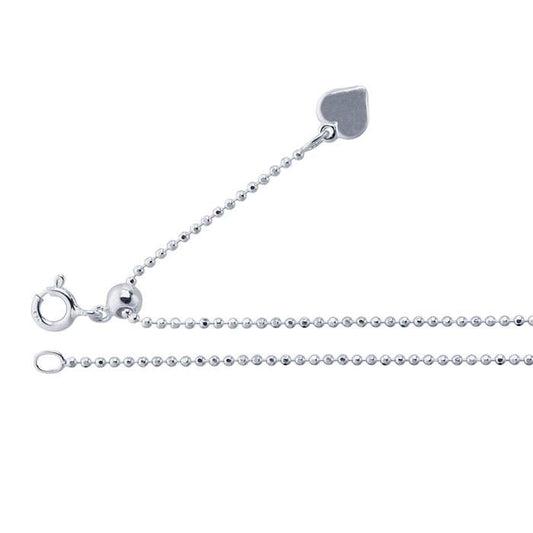 Sterling Silver Diamond-Cut Bead Chain, Adjustable