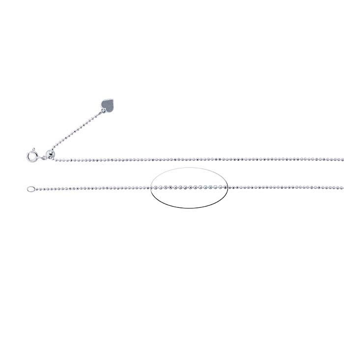 Sterling Silver Diamond-Cut Bead Chain, Adjustable