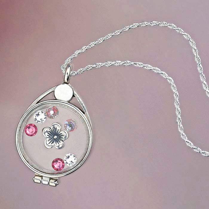 Sterling Silver Cherry Blossom Component for Floating Glass Lockets