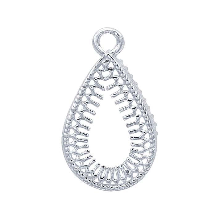 Sterling Silver Pear Gallery Wire Cabochon Component Mounting