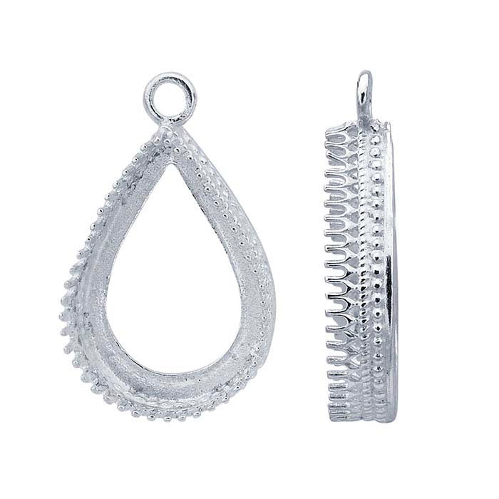 Sterling Silver Pear Gallery Wire Cabochon Component Mounting