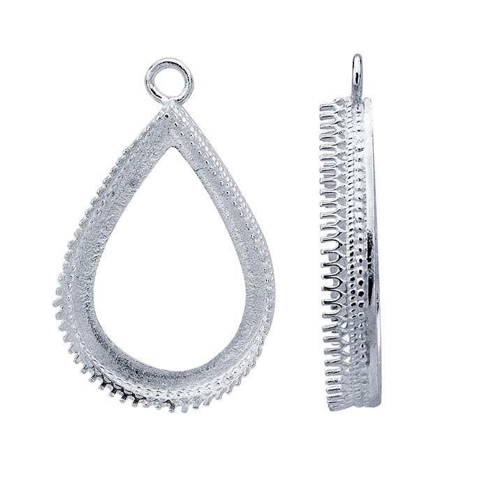 Sterling Silver Pear Gallery Wire Cabochon Component Mounting