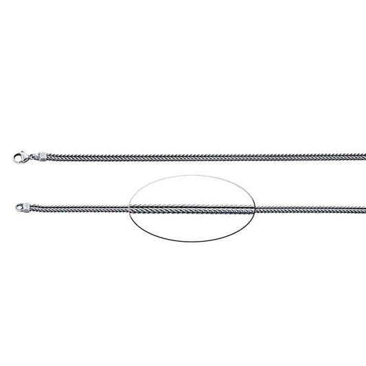 Sterling Silver Oxidized 3.5mm Square Foxtail Chain