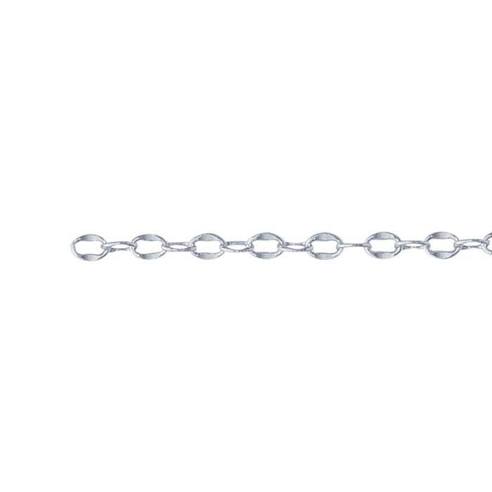Sterling Silver Dapped Flat Oval Cable Chain