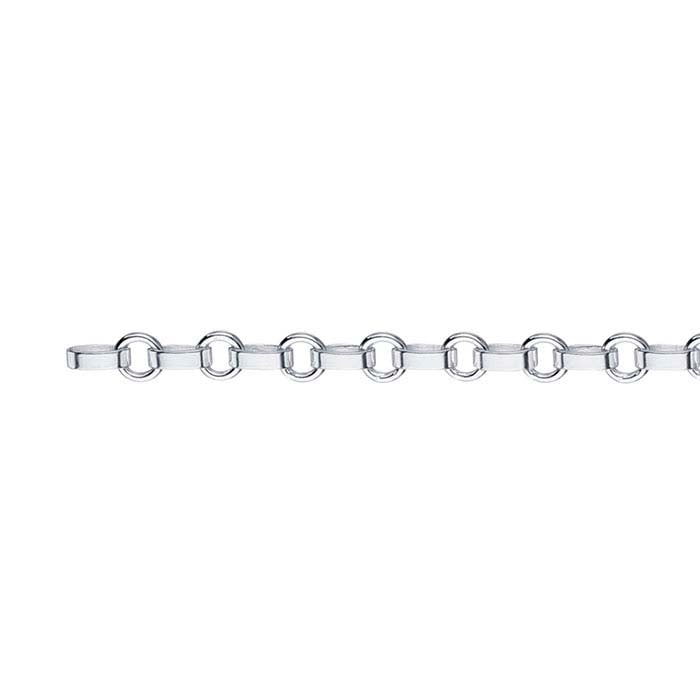 Sterling Silver 4mm Flat Oval & Smooth Round Long & Short Chain, By the Foot