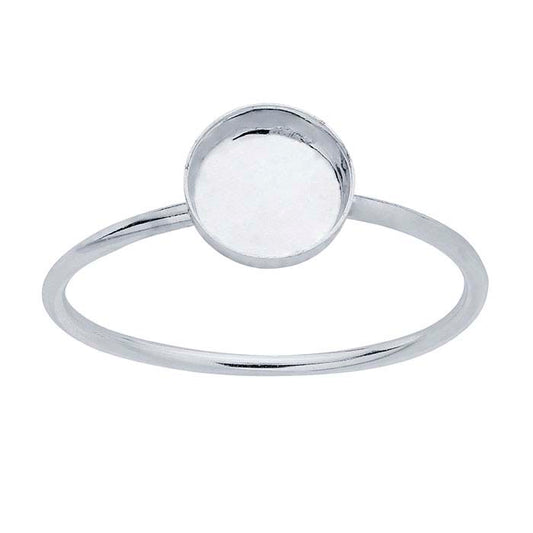 Sterling Silver Round Cabochon Ring Mounting