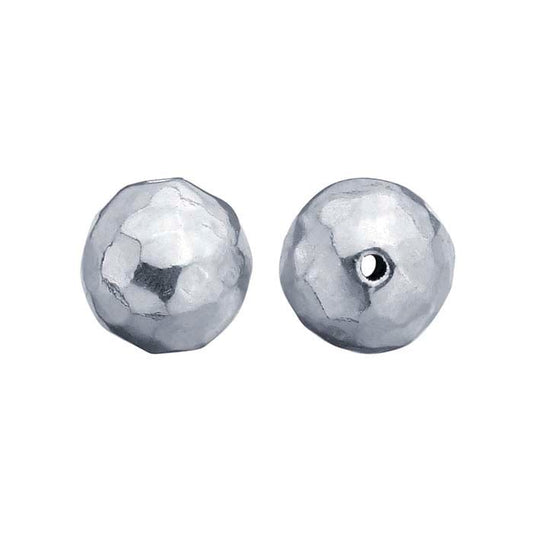 Sterling Silver Round Hammered-Finish Bead