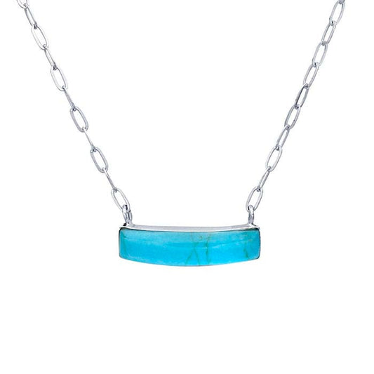 Sterling Silver Simulated Turquoise Festoon Necklace