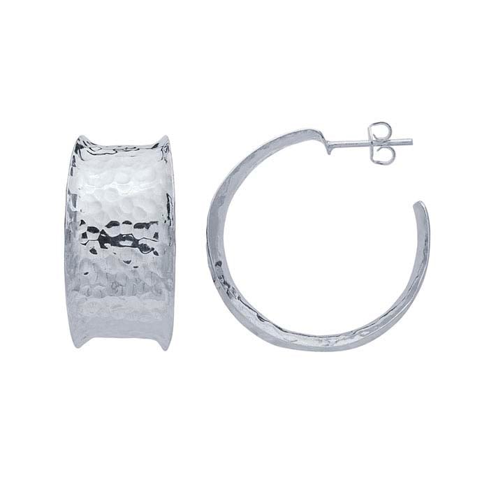 Sterling Silver Hammered Hoop Earrings