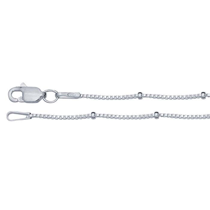 Sterling Silver 0.85mm Venetian Box Chain with 1.8mm Beads