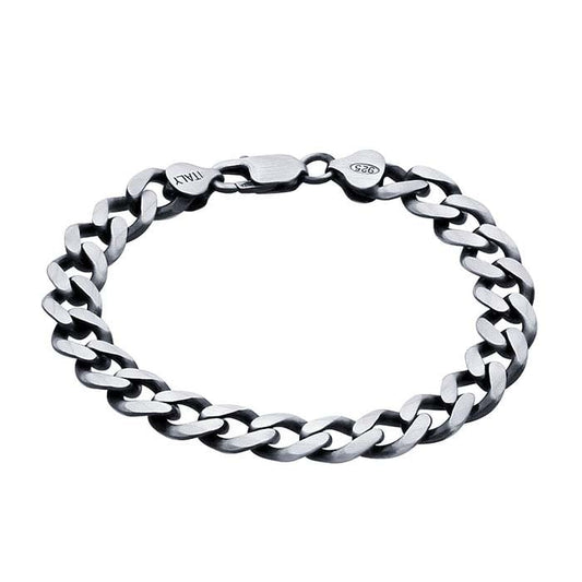 Sterling Silver Gunmetal 9.3mm Diamond-Cut Curb Chain Bracelet