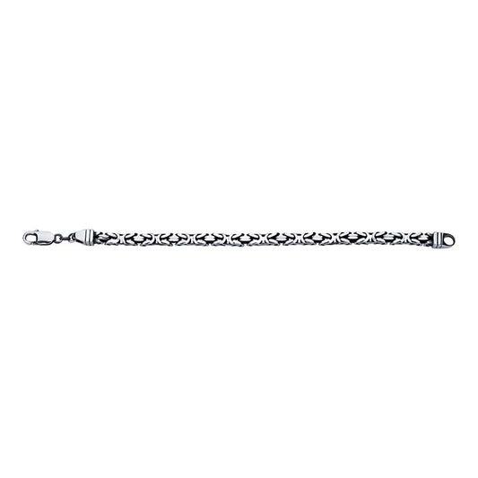 Sterling Silver Gunmetal 5.5mm Square Byzantine Chain Bracelet