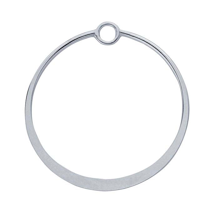 Sterling Silver Flattened Circle Component with Ring