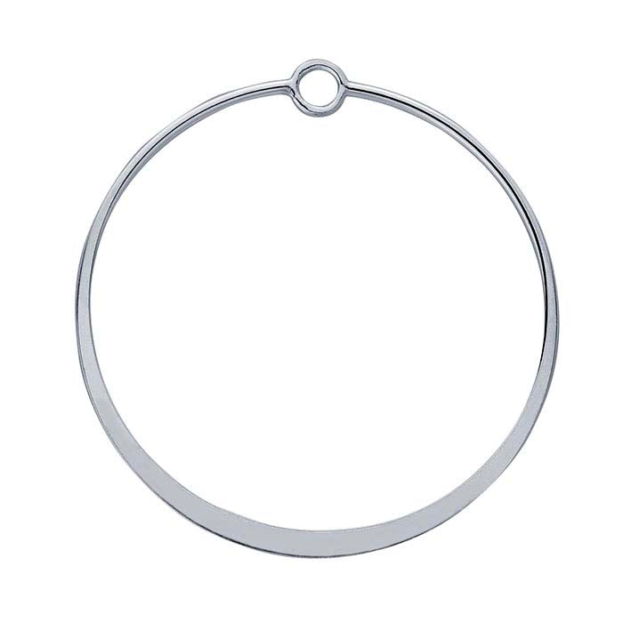 Sterling Silver Flattened Circle Component with Ring