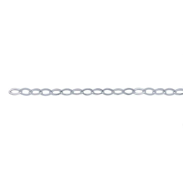 Sterling Silver Flat Oval Cable Chain, By the Foot